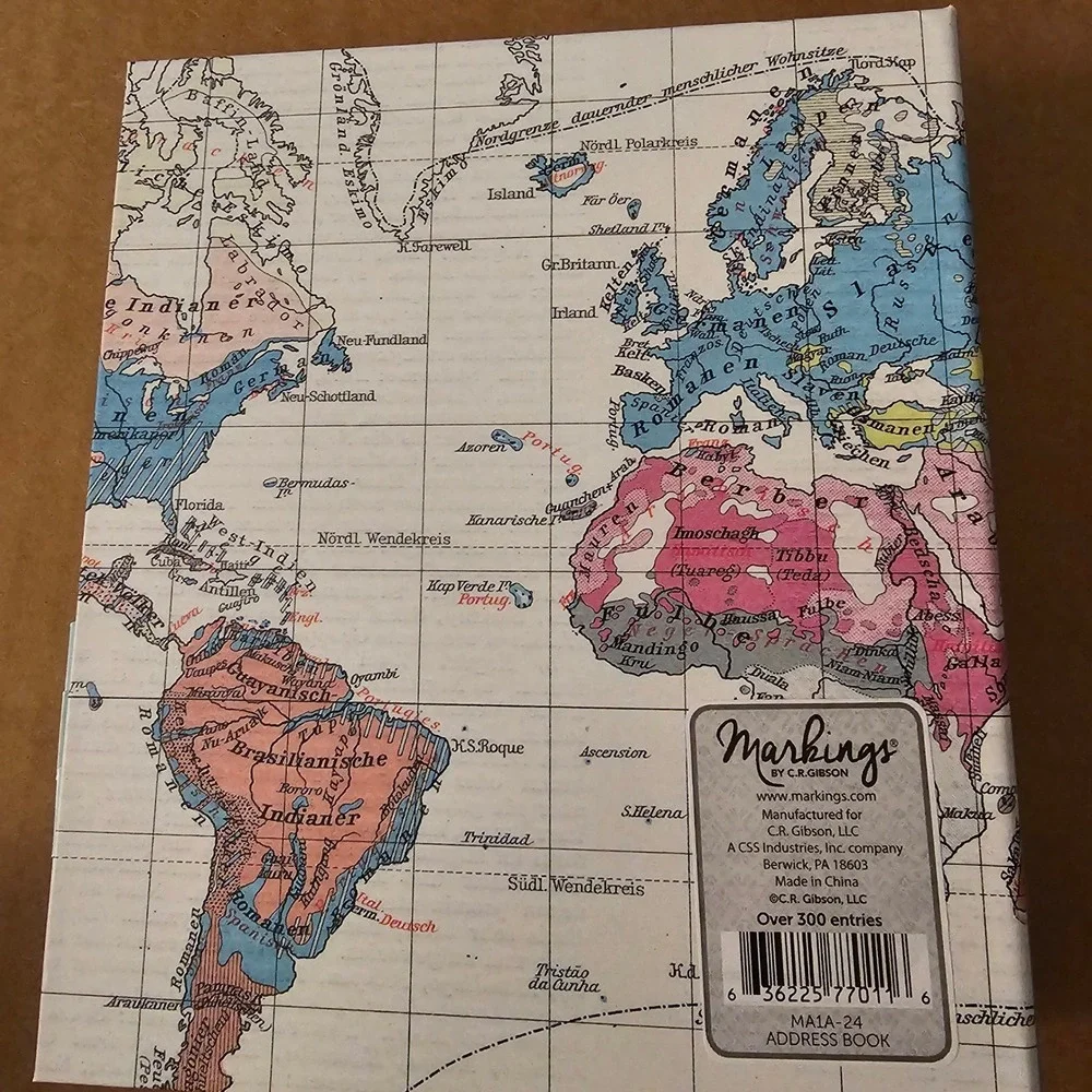 CR Gibson All Around The World Vintage Map‎ Address Book NEW